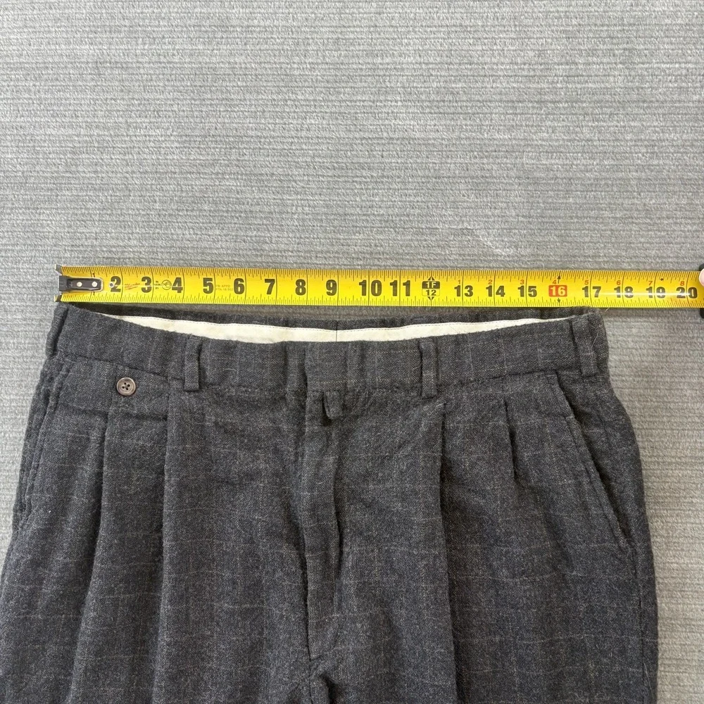 VTG 90s Tommy Hilfiger Pants Mens 34x28 Gray Pleated Wool Preppy Cuff Academia